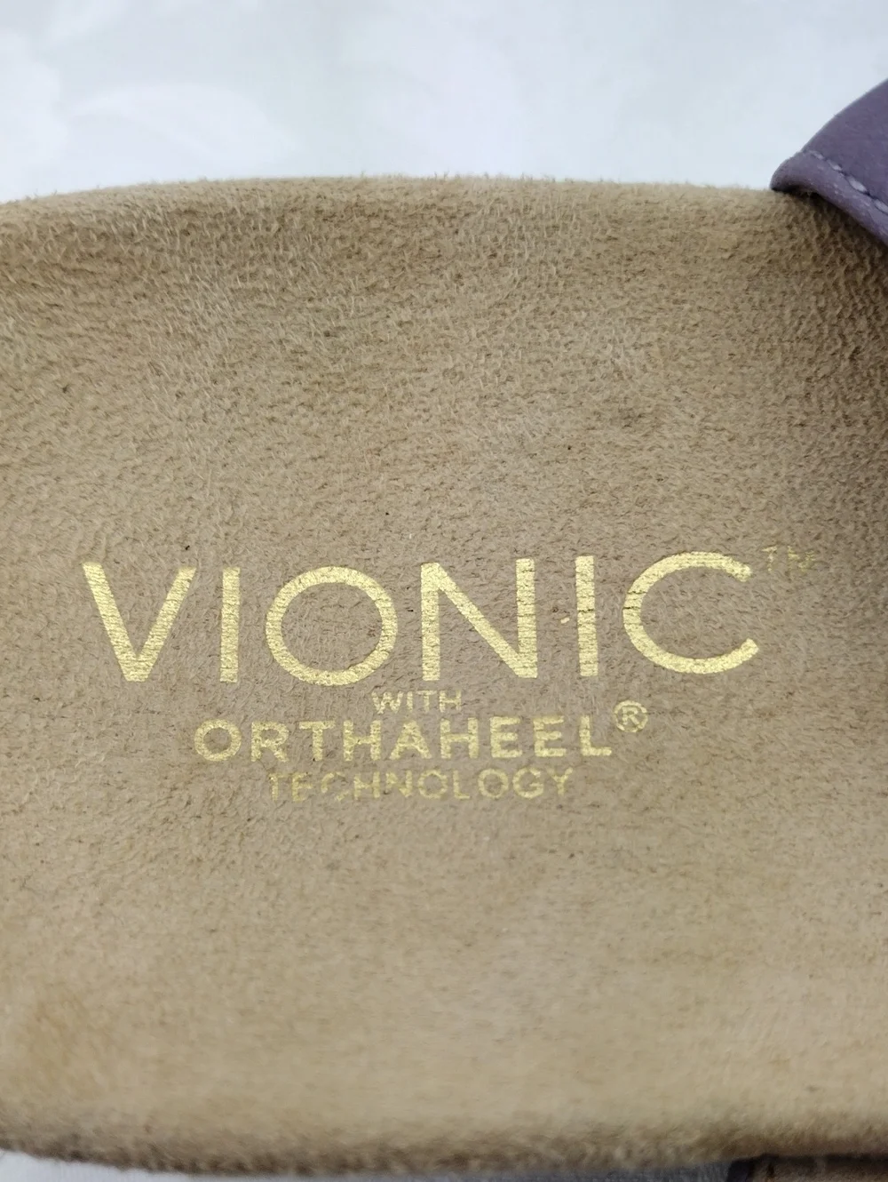 Vionic Orthaheel Catarina Leather Purple Studded Open Toe Slingback Wedge Sandal